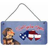 Caroline'S Treasures Lh9513Ds612 Woof If You Love America Dachshund Wall Or Door Hanging Prints, 6 X 12