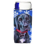 Black Great Dane Puppy Winter Snowflakes Holiday Ultra Beverage Insulators For Slim Cans Lh9586Muk
