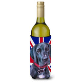 Black Great Dane Puppy With English Union Jack British Flag Wine Bottle Beverage Insulator Hugger Lh9600Literk