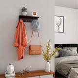 Songmics Entryway Hanging Coat Rack, With 4 Double Hooks, Wall Floating Shelf, Dark Brown Ulhr41Br