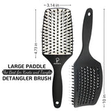 INATEKPRO Curved Vented Boar Bristle Detangler Brush - WHITE | LARGE