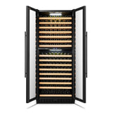 Lanbopro Black Dual Zone Wine Cooler French Doors 287 Bottle Capacity