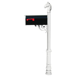Lewiston Equine Post System With E1 Economy Mailbox, Mounting Plate, Ornate Base And Horsehead Finial , White