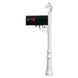 Lewiston Equine Post System With E1 Economy Mailbox, Mounting Plate, Fluted Base And Horsehead Finial , White