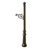 Lewiston Post Only, With Support Bracket, Decorative Fluted Base And Ball Finial , Bronze