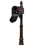 Lewiston Post System With E1 Economy Mailbox And E1 Locking Insert, Mounting Plate, Ornate Base And Pineapple Finial , Bronze