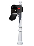 Lewiston Post System With E1 Economy Mailbox And E1 Locking Insert, Mounting Plate, Fluted Base And Ball Finial , White