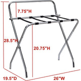 Davao Chrome Metal High-Back Folding Luggage Rack With Nylon Straps