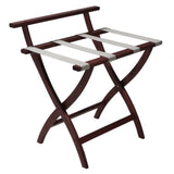Wooden Mallet Wallsaver Luggage Rack, Silver Straps, Mahogany