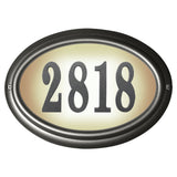 Edgewood Oval Lighted Address Plaque in Pewter Frame Color