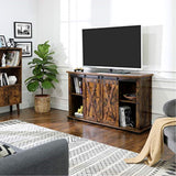 Vasagle Stand With Storage And Sliding Barn Doors For 60-Inch Tvs, Entertainment Center Console, 53.9 X 15.8 X 31.9, Rustic Brow