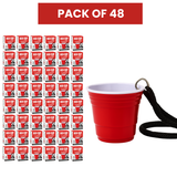 Redcupliving Reusable Red Plastic Shot Cup with Lanyard, 2 oz