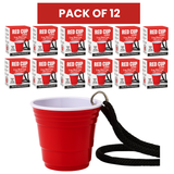 Redcupliving Reusable Red Plastic Shot Cup with Lanyard, 2 oz
