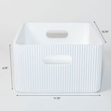 Wooden Ribbed Bins – White