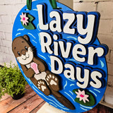 Lazy River Days Otter Door Hanger - DIY Unfinished Kit - Lvl 3