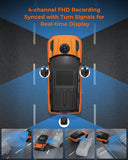 The Legend 4ch Waterproof Rear View Mirror Dash Cam with 1080P Front+ Rear+ Left/Right Side Cameras