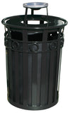 M3600-R-At-Bk-Vv Ergode Trash Receptacle - Graffiti-Resistant Metal Construction With Ash Urn Lid, Decorative Ring, Leveling Fee
