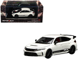 Honda Civic Type R (FL5) RHD (Right Hand Drive) HKS White with Black Stripes 1/64 Diecast Model Car by MotorHelix