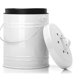 Cooler Kitchen Compost Bin 3L with EZ-No Lock Lid, Plastic Liner & Charcoal Filters-Sturdy Construction & Odor-Free Seal w/Dishwasher Safe Bucket