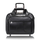 R Series | CHICAGO | 17 Leather Patented Detachable Wheeled Laptop Overnight with Removable Briefcase Black