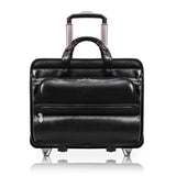 P Series | FRANKLIN | 17 Leather Patented Detachable Wheeled Laptop Briefcase Black
