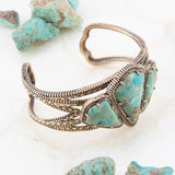 Maltese Blue Turquoise Golden Cuff Bracelet