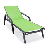 Leisuremod Marlin Patio Chaise Lounge Chair With Armrests In Black Aluminum Frame, Set Of 2