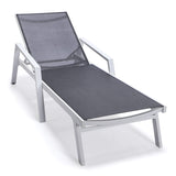 Leisuremod Marlin Patio Chaise Lounge Chair With Armrests In White Aluminum Frame, Set Of 2