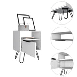 Tuhome Augusta Night Stand, Four Steel Legs, Two Shelves, One-Door Drawer-White, For Bedroom