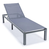 Leisuremod Marlin Patio Chaise Lounge Chair With Grey Aluminum Frame, Set Of 2