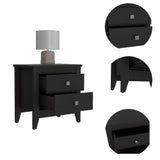 Tuhome Amara Nightstand, Countertop, Two Shelves, Four Legs-Black, For Bedroom