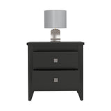 Tuhome Amara Nightstand, Countertop, Two Shelves, Four Legs-Black, For Bedroom