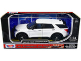 2022 Ford Police Interceptor Utility Unmarked SlickTop White 1/24 Diecast Model Car by Motormax