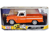 1966 Chevrolet C10 Fleetside Pickup Truck Lowrider Orange Metallic with White Top Get Low Series 1/24 Diecast Model Car by Mot