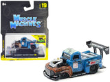 1949 Ford F1 Pickup Truck #128 Old Smokey Blue and Brown (Weathered) 1/64 Diecast Model Car by Muscle Machines