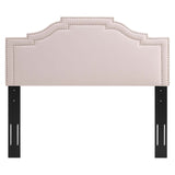 Lucia Performance Velvet King/California King Headboard - Glamorous Art Deco Design With Nailhead Trim - Soft And Durable Velvet