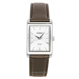 Casio Analog Leather Strap Silver Dial Quartz Mtp-B215L-7Av MenS Watch