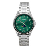 Casio Standard Analog Moon Phase Stainless Steel Green Dial Quartz Mtp-M110D-3Av MenS Watch