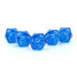 Dune Adventures In The Imperium: Arrakis Melange Dice Set - (5) Twenty Sided Rolplaying Dice Set - Translucent Blue With Silver
