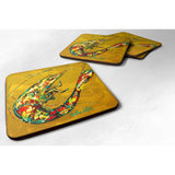 Caroline'S Treasures Mw1058Fc Shrimp Shrimp & Hot Mustard Foam Coasters (Set Of 4), 3.5 H X 3.5 W, Multicolor