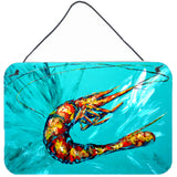 Caroline'S Treasures Shrimp Teal Shrimp Aluminum Metal Wall Or Door Hanging Prints, 8 X 12