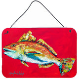 Caroline'S Treasures Fish-Red Fish Woo Hoo Aluminum Metal Wall Or Door Hanging Prints, 8 X 12