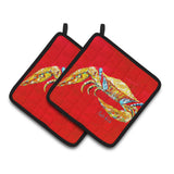 Caroline'S Treasures Crab Blue On Red, Sr Pair Of Pot Holders Mw1116Pthd, 7.5Hx7.5W, Multicolor