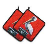 Caroline'S Treasures Bird - Pelican Red Dawn Pair Of Pot Holders Mw1133Pthd, 7.5Hx7.5W, Multicolor