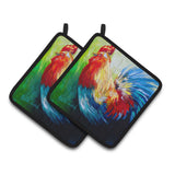 Caroline'S Treasures Rooster Chief Big Feathers Pair Of Pot Holders Mw1137Pthd, 7.5Hx7.5W, Multicolor