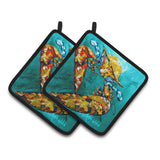 Caroline'S Treasures Crab Beam Of Light Pair Of Pot Holders Mw1139Pthd, 7.5Hx7.5W, Multicolor