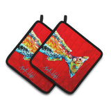 Caroline'S Treasures Red Fish Alphonzo Tail Pair Of Pot Holders Mw1141Bpthd, 7.5Hx7.5W, Multicolor