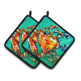Caroline'S Treasures Crab Pair Of Pot Holders Mw1142Pthd, 7.5Hx7.5W, Multicolor
