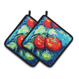 Caroline'S Treasures Vegetables - Tomatoes On The Vine Pair Of Pot Holders Mw1148Pthd, 7.5Hx7.5W, Multicolor