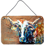 Caroline'S Treasures On The Loose Brown Cow Aluminum Metal Wall Or Door Hanging Prints Mw1165Ds812, 8 X 12